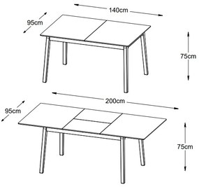 Rozkladací jedálenský stôl Zabrina 140-200 cm prírodný dub