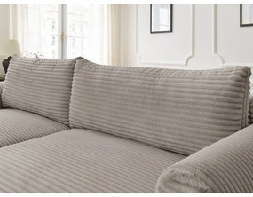 Svetlosivo-béžová menčestrová rozkladacia rohová pohovka (ľavý roh) Lucien – Bobochic Paris