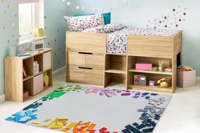 Detský koberec protišmykový BAMBINO 38480 kocky, sivý / žltý