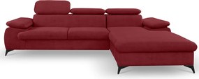 Rohová sedacia súprava Scala, červená látka, pravý roh