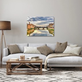 Sklenený obraz mesta s riekou (70x50 cm)