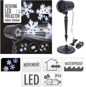Rotačný LED projektor snehových vločiek 15 x 16 cm