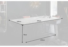 Jedálenský stôl 41088 200 x 100cm Marble Look White Ceramik  - Komfort-nábytok