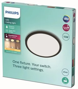Philips 8719514327207 Stropné svietidlo Philips SUPER SLIM LED 15W, 1300lm, 2700K, IP44, čierna