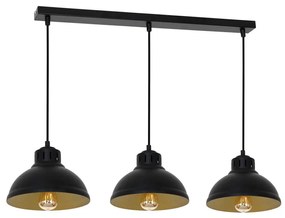 Luster na lanku SVEN 3xE27/15W/230V čierna/zlatá