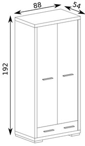 Šatníková skriňa Vega 37 (dub santana svetlý). Akcia -21%. Vlastná spoľahlivá doprava až k Vám domov. 1055482