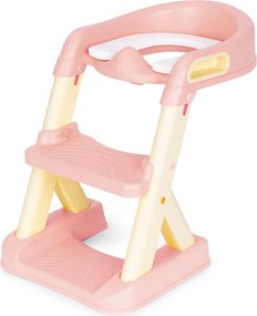 ECOTOYS detské WC sedátko s nastaviteľnými schodíkmi a mäkkým sedadlom, ružové