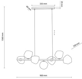 Luster na lanku LAVA 7xG9/8W/230V bronzová/dymovo-béžová