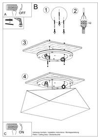 Stropné svietidlo Hexa, 1x biele plastové tienidlo, (biely plast), (35 cm)