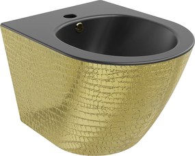 Mexen Lena, závesný bidet 480x370x325 mm, čierna matná - zlatý vzor, 35224878