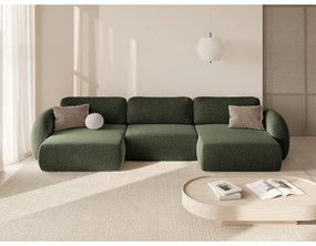 Zelená ženilková rozkladacia/s úložným priestorom rohová pohovka (do tvaru "U") Tonale – Cosmopolitan Design