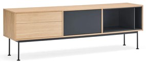 Antracitovosivá TV komoda v dubovom dekore Teulat Yoko