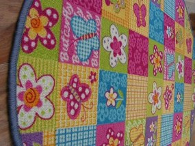 Detský guľatý koberec Butterfly & Flowers farebný
