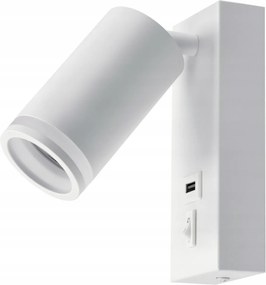 BERGE LED nástenné svietidlo GU10 s vypínačom a USB portom - biela