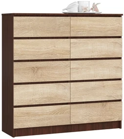 Komoda Kapil III (wenge + dub sonoma). Akcia -18%. Vlastná spoľahlivá doprava až k Vám domov. 1069388