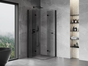 Mexen Mist-F Duo, skladací sprchový kút 110 x 110 cm, číre sklo, čierny profil, 8A6-110L-110P-70-00