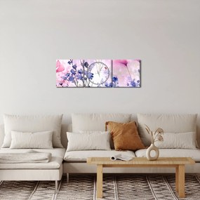 Obraz - Akvarelová lúka (s hodinami) (90x30 cm)