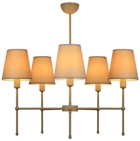 Luster na tyči MADELA 5xE14/40W/230V biela/béžová