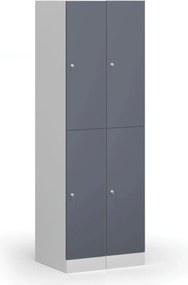 Šatníková skrinka S1 s úložnými boxmi, 2 boxy, 1850 x 300 x 500 mm, cylindrický zámok, červené dvere