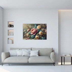 Obraz - Zátišie s kvetmi - maľba (90x60 cm)