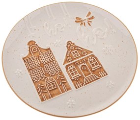 Biely servírovací keramický tanier s vianočným motívom ø 26 cm Christmas cottage – Dakls