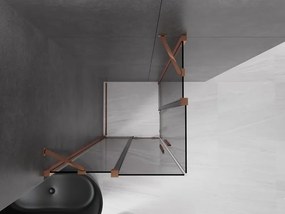 Mexen Velar Duo, sprchový kút s posuvnými dverami 80 x 80 cm, 8mm šedé sklo, ružové zlato, 871-080-080-42-60