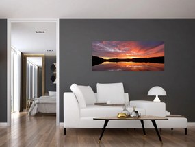 Obraz - Západ slnka nad jazerom (120x50 cm)