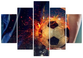 Obraz - Futbalová lopta v ohni (150x105 cm)