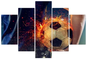 Obraz - Futbalová lopta v ohni (150x105 cm)