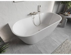 Mexen Oris, voľne stojaca ryhovaná vaňa 170 x 80 cm, biela lesklá, oceľový prepad, 52871708000-97