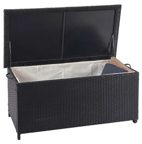 Polyratanový záhradný úložný box HWC-D88 - prémiová čierna, 51x100x50cm 170l