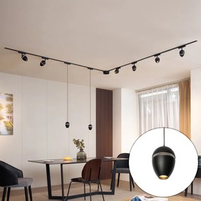 Koľajnicový systém svietidiel s 6 reflektormi a 2 závesnými svietidlami, čierny, 1-fázový - Magnetic Eggy