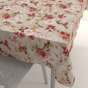 Biante Veľký dekoračný obdĺžnikový obrus Leona LN-167 Plané ruže na béžovom 220x260 cm