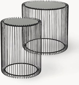 Kovové pomocné stolíky so sklenenou doskou Wire, 2 ks