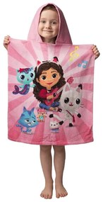 Ružové bavlnené detské pončo veľkosť 3-8 rokov Gabby´s Dollhouse – Jerry Fabrics
