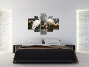 Obraz - Žeriavy biely (150x105 cm)