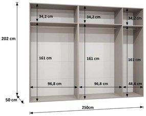 Šatníková skriňa 250 cm Mirabella 1 (kašmír + kašmír). Vlastná spoľahlivá doprava až k Vám domov. 1126378