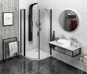 Polysan Polysan, ZOOM LINE BLACK štvrťkruhová sprchová zástena 900x900mm, číre sklo, ľavá, ZL2615BL