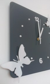 SENTOP | Nástenné hodiny Quartz, nalepovacie dekorácie, 3D zrkadlové nálepky Xmomo FL-z29-RAL7005-RAL9010 HEU- analógové