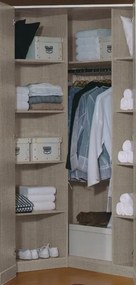 Rohová šatníková skriňa Case, biela