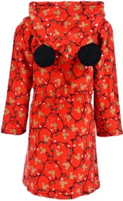 Dievčenský vianočný coral fleece župan s kapucňou Minnie Mouse, EU 128 Červená