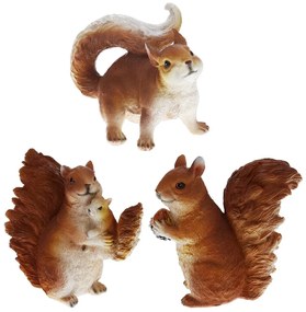 Záhradná figúrka z polistone Squirrels, sada 3ks, 12 cm, hnedá