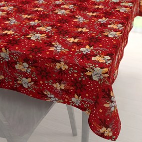 Biante Bavlnený obdĺžnikový obrus Sandra SA-714 Vianočné cezmíny na červenom 60x100 cm