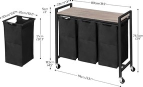 Koš na prádlo Vasagle Pietro 119 l šedý/černý