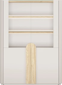 Vitrína Amilio 100 cm dvojdverová - kašmír / olejovaný dub / úchyty svetlý dub