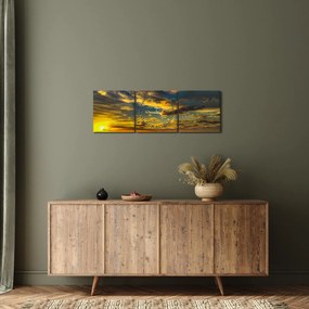 Západ slnka na mori (s hodinami) (90x30 cm)
