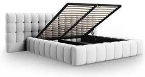 Svetlosivá čalúnená dvojlôžková posteľ s úložným priestorom a roštom 160x200 cm Mamaia – Micadoni Home