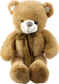 LEAN Toys Plyšový medvedík s hnedou mašľou pruhovaný 60 cm