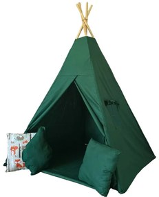 Detský stan Tipi fľaškovo zelený - zvieratá