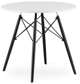 PreHouse TODI Okrúhly stôl 80 cm - biely / čierne nohy